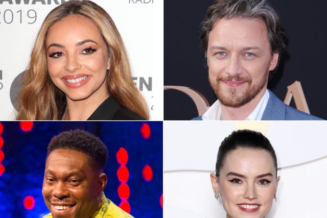 Top left clockwise: Jade Thirlwall, James McAvoy, Daisy Ridley and Dizzee Rascal are all taking part in Celebrity Bake Off
