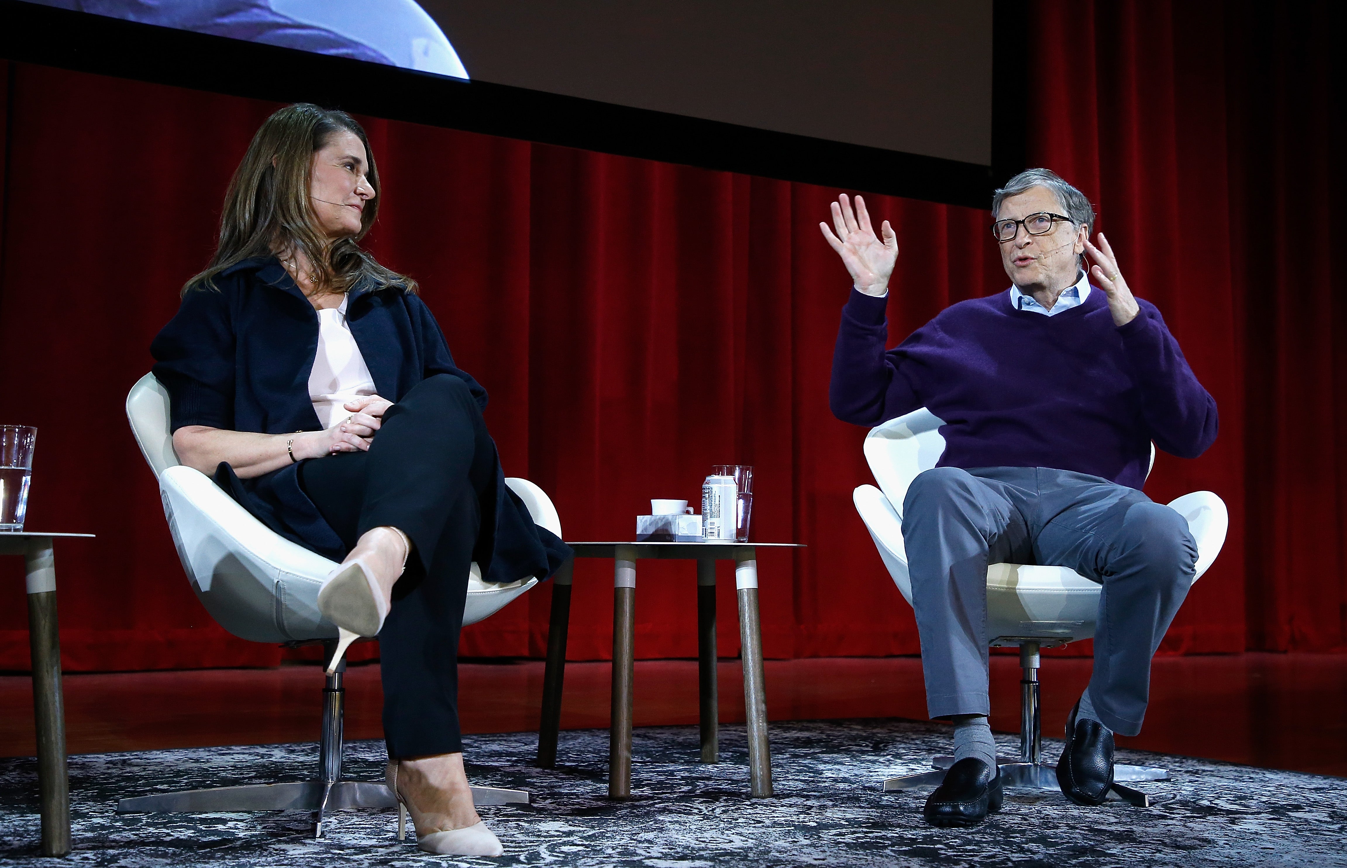 File Image: Melinda Gates and Bill Gates speak during the Lin-Manuel Miranda In conversation with Bill &amp; Melinda Gates panel at Hunter College on February 13, 2018 in New York City