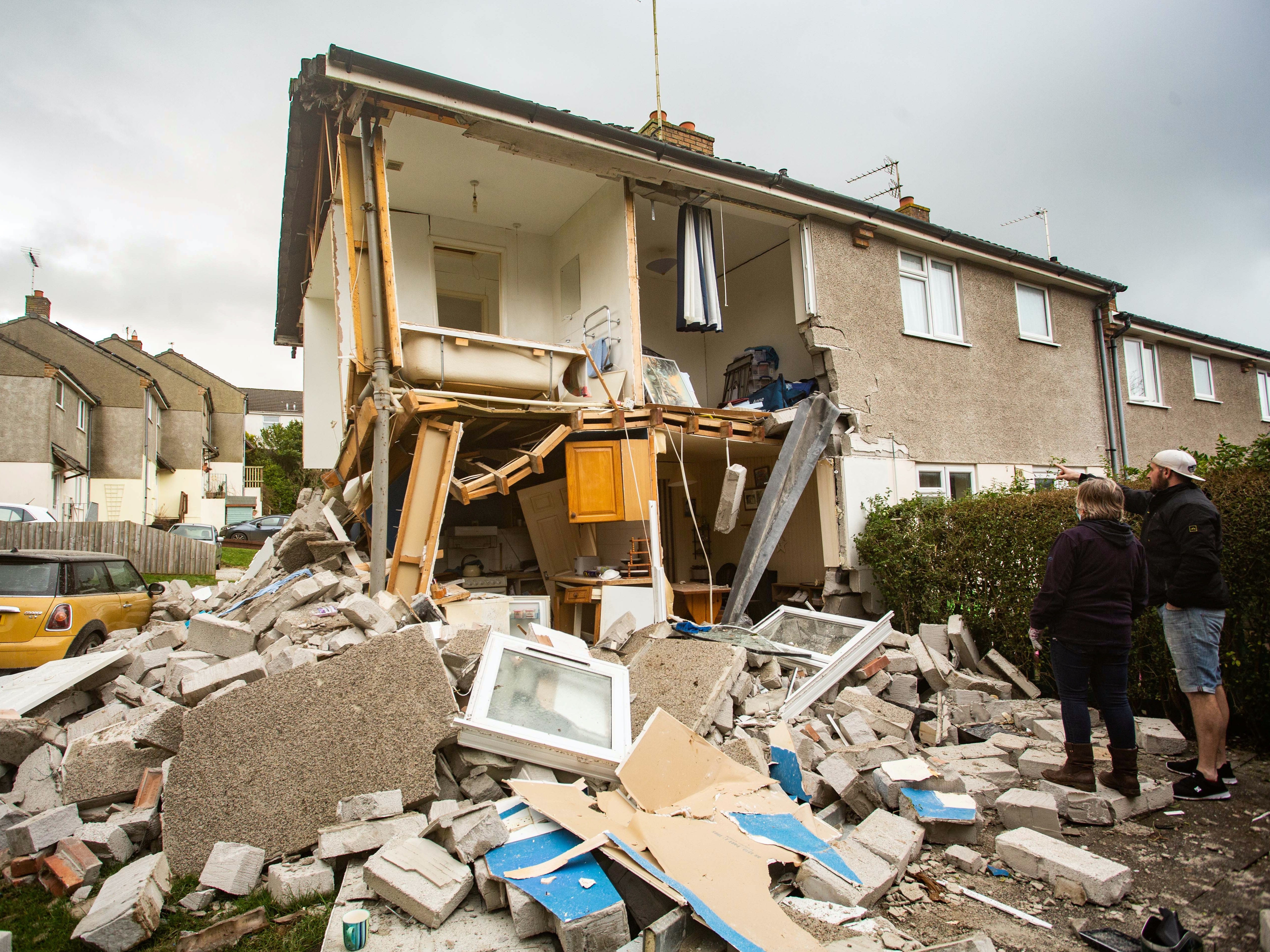 House almost completely destroyed by a gas explosion in Bude, Cornwall, last month