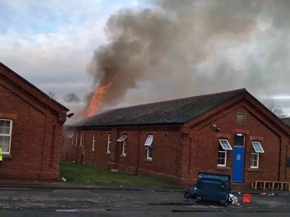 An inferno broke out at Napier Barracks in Folkestone which has gained sustained criticism for its poor living conditions