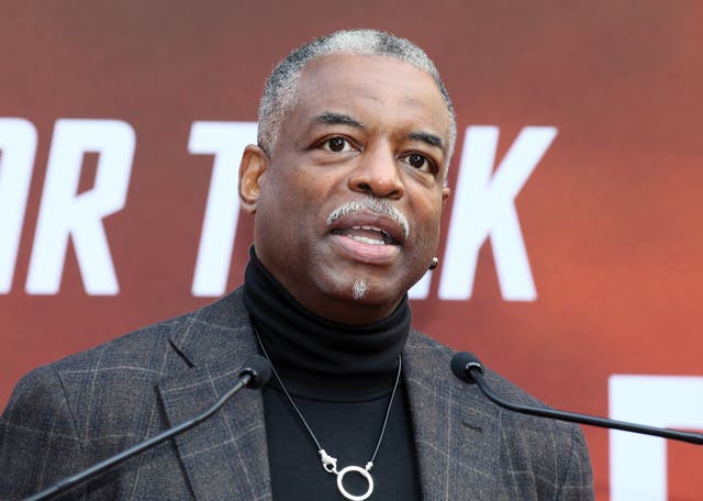LeVar Burton attends a ceremony during which Sir Patrick Stewart placed his handprints and footprints in cement at the TCL Chinese Theatre on 13 January 2020 in Hollywood, California