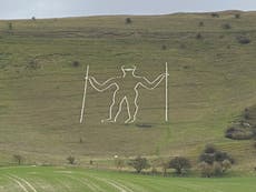 Vandals paint Covid mask on historic 235ft chalk figure