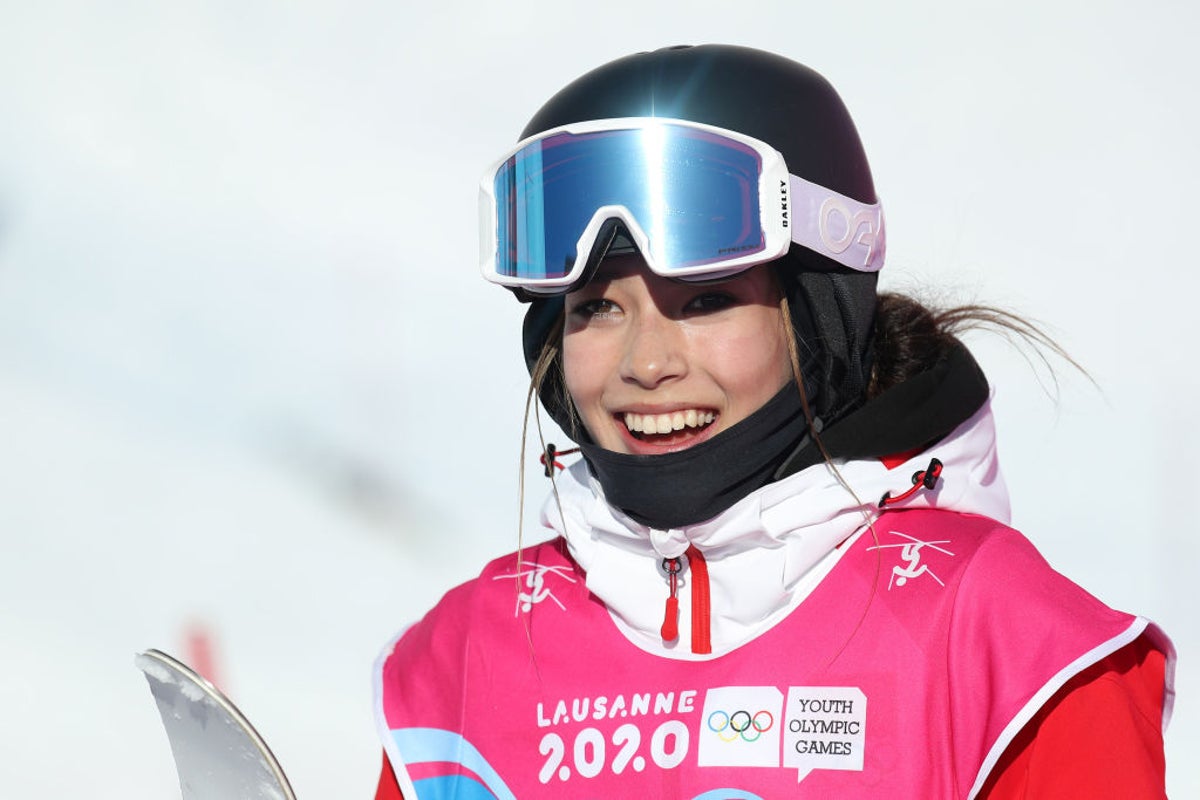 Freestyle skier Eileen Gu from China poses after she was presented
