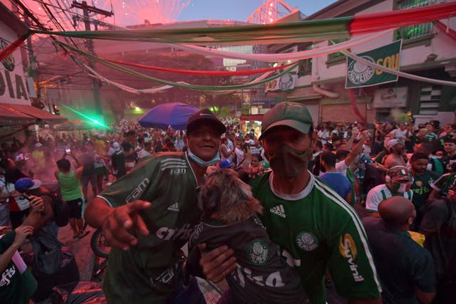 Palmeiras fans celebrate winning the Copa Libertadores