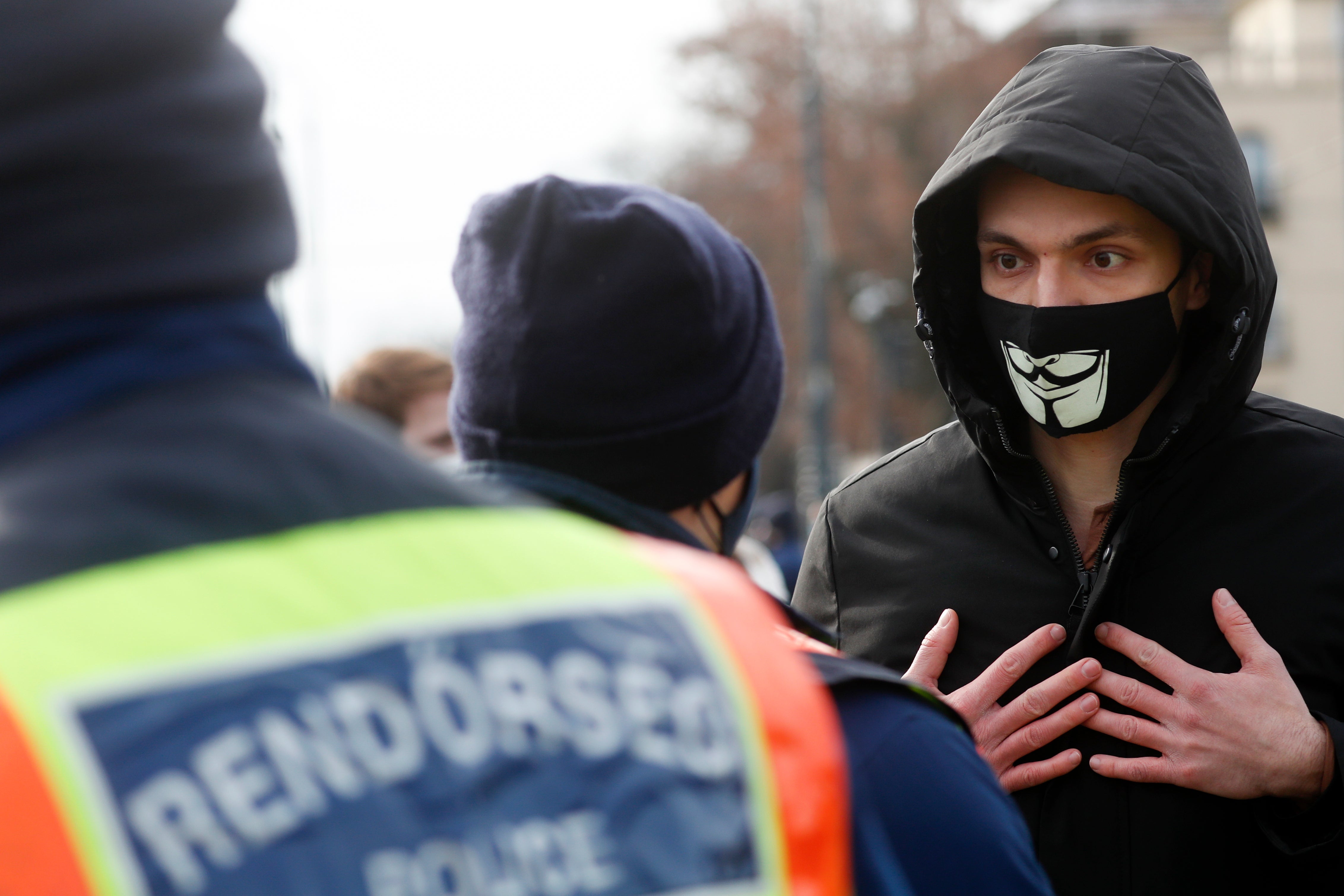 Virus Outbreak Hungary Protest