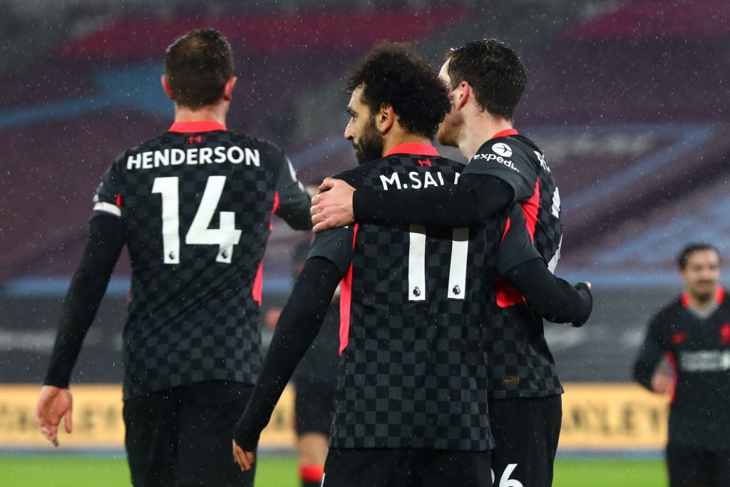 Mohamed Salah celebrates a goal for Liverpool