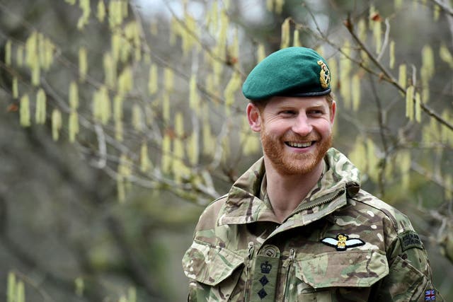 <p>The Duke of Sussex on a visit to 42 Commando Royal Marines at their base in Bickleigh in 2019</p>