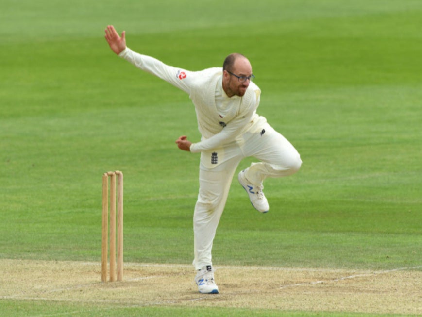 Jack Leach in action for England