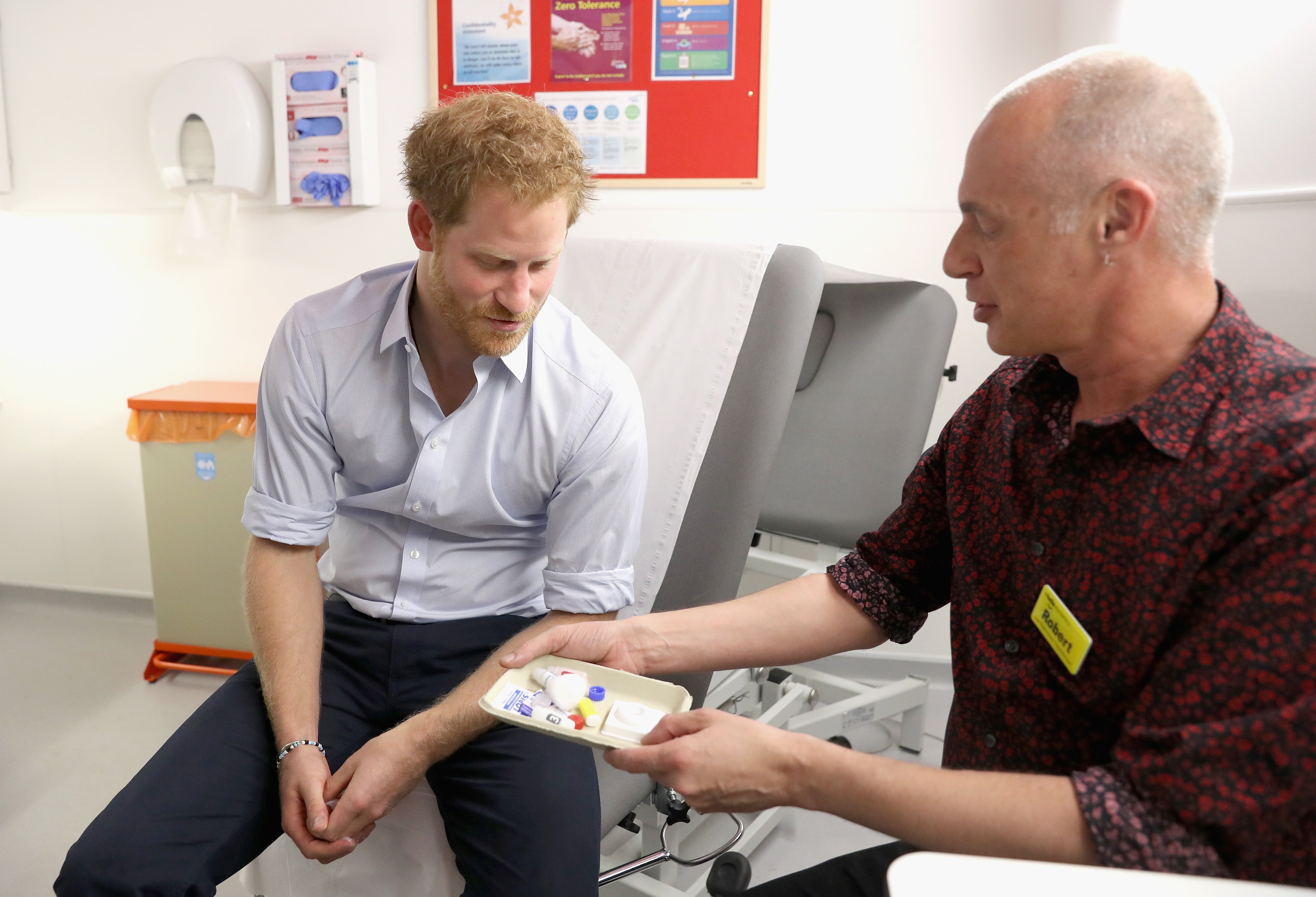 Prince Harry takes an HIV test in 2016 to raise awareness of testing facilities