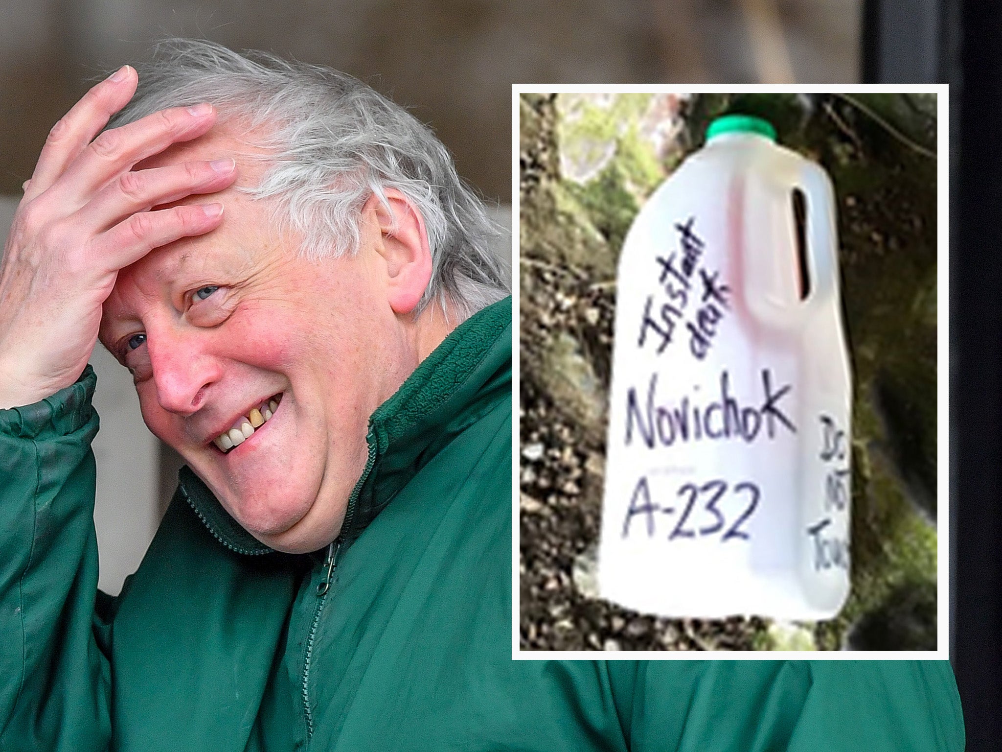 John Ap Evans faced charges over placing five bottles (see inset) claiming to contain noxious substances at a Welsh castle