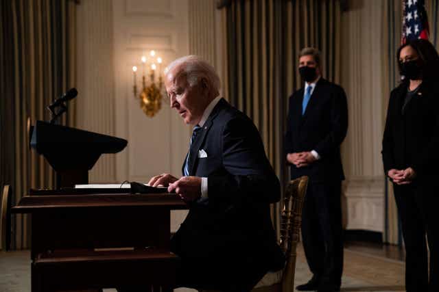 <p>Joe Biden signs an executive order on climate change</p>