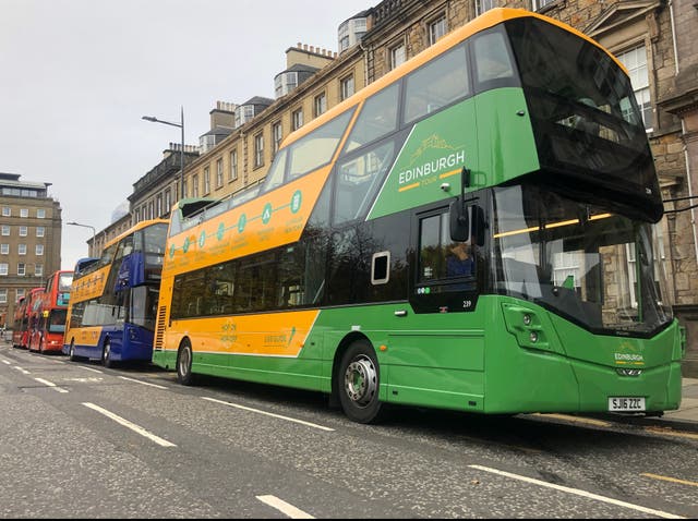 No takers: sightseeing buses lined up in St Andrew’s Square in Edinburgh 