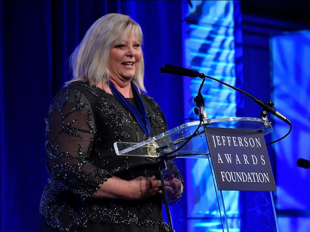 <p>Jacqueline Kennedy Onassis Award recipient Patricia Derges speaks on stage at The Jefferson Awards Foundation 2017 DC National Ceremony at Capital Hilton on 22 June 2017 in Washington, DC</p>