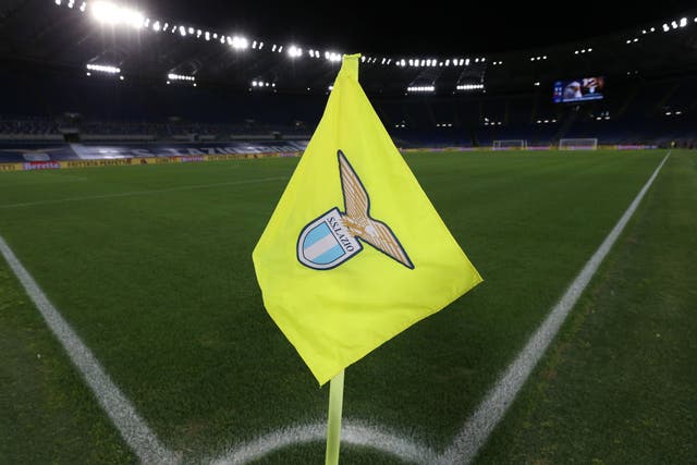 Lazio badge on a corner flag in Serie A