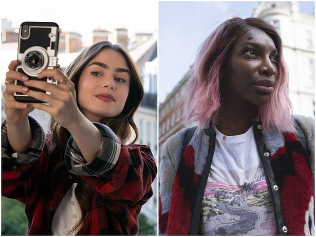 Lily Collins in Emily in Paris and Michaela Coel in I May Destroy You
