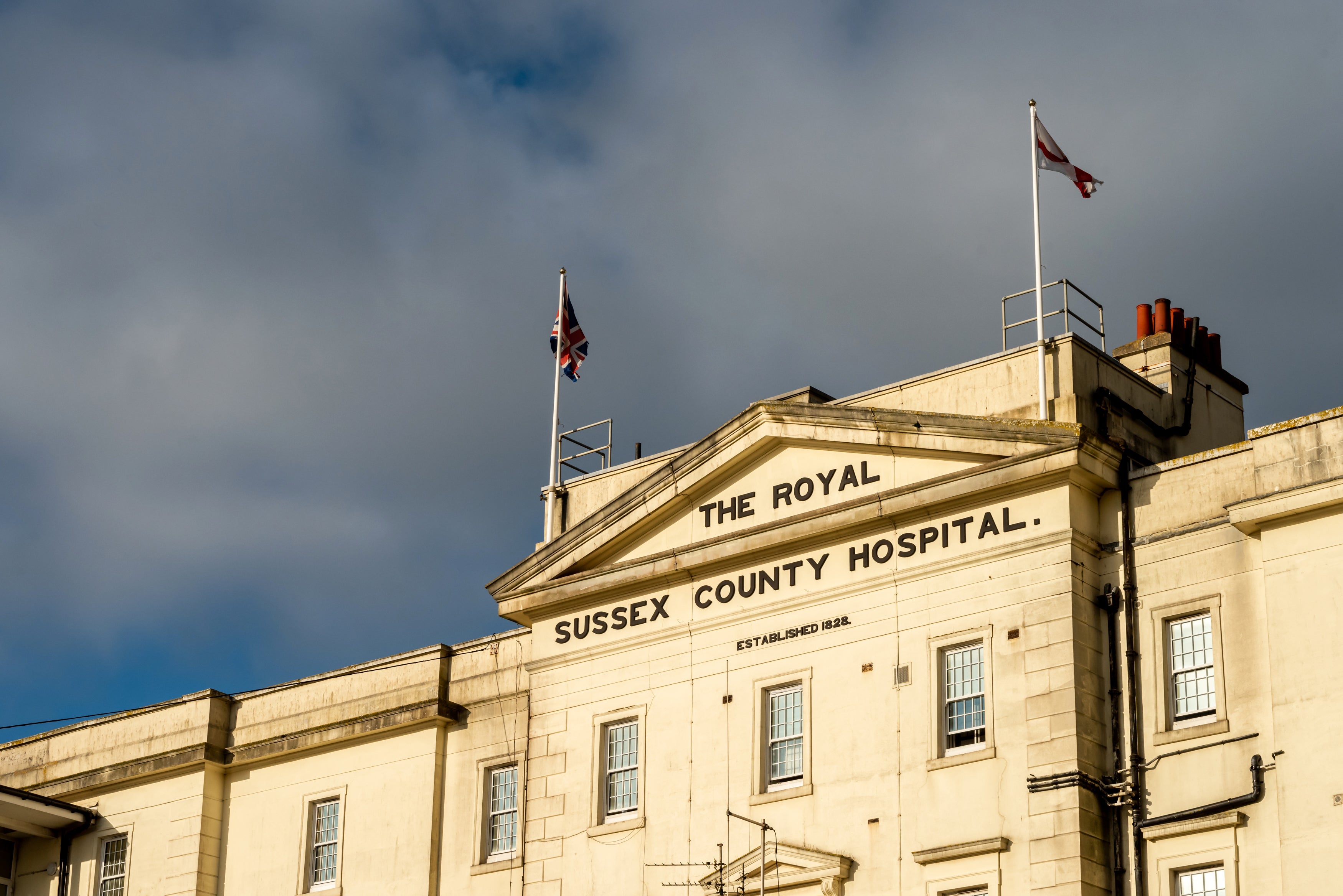 The Royal Sussex County Hospital, where Britain's third case of coronavirus was confirmed last February