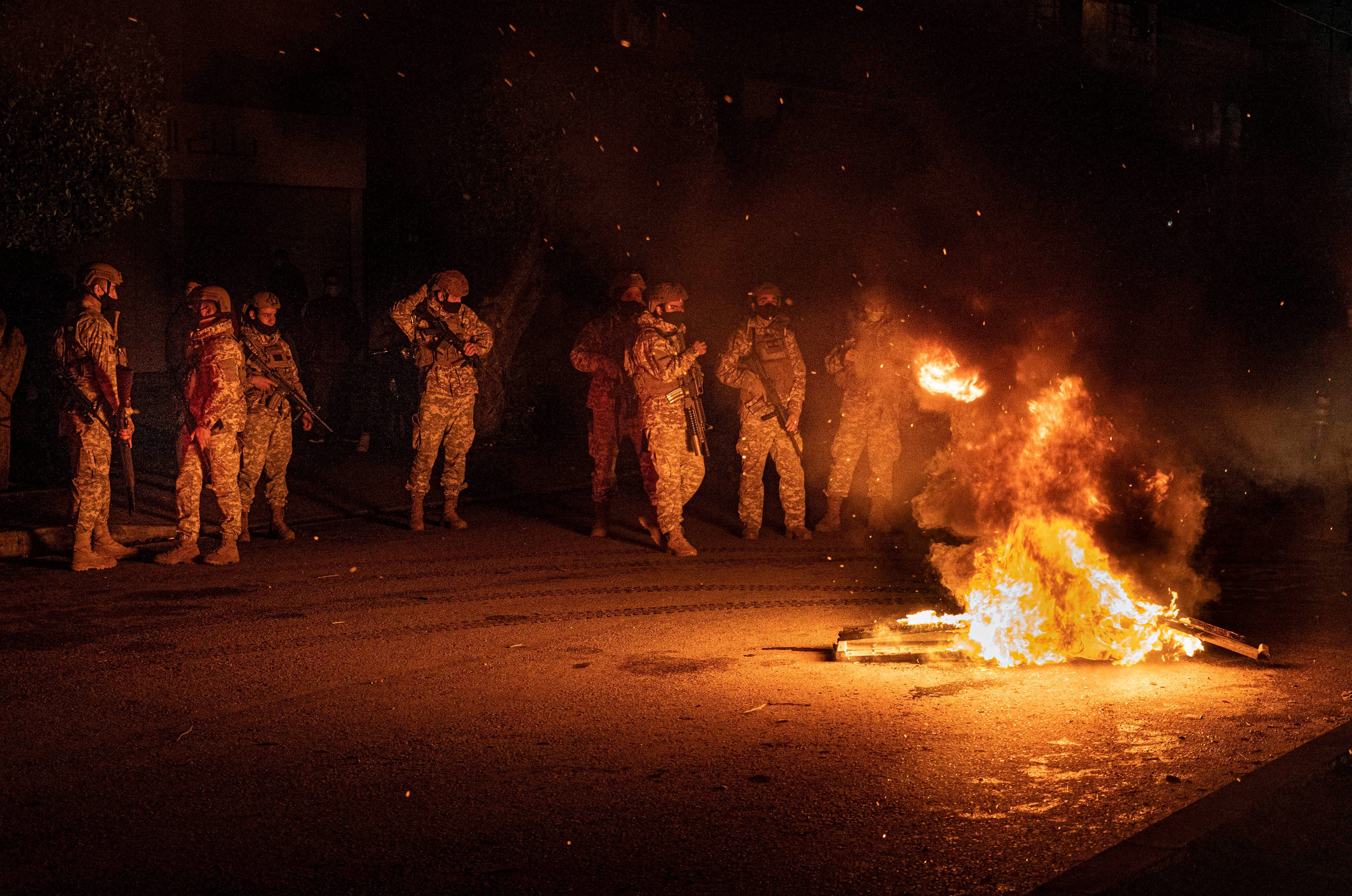 Armed security forces during one of the demonstrations