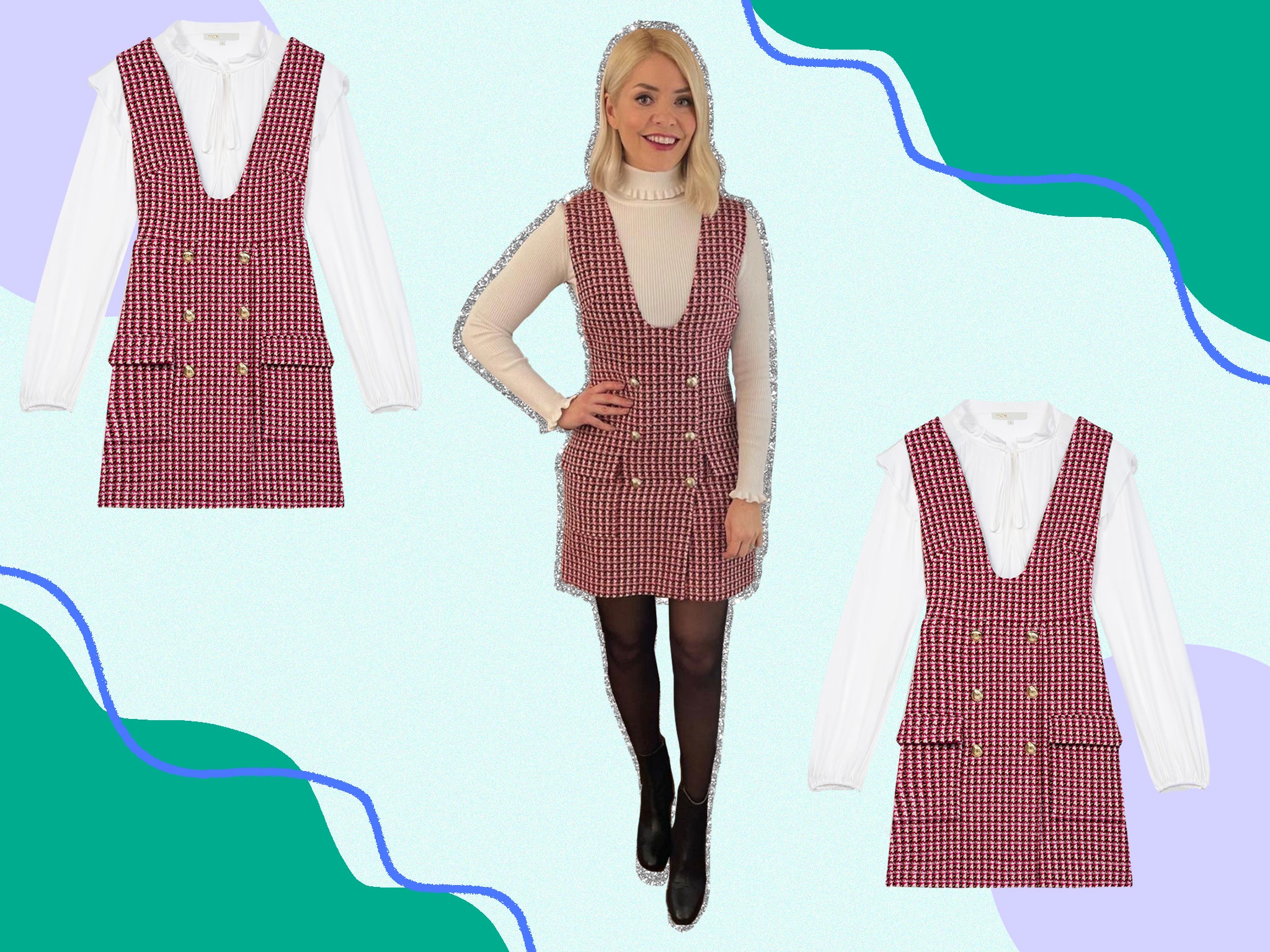 Oasis check pinafore clearance dress