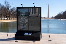 VP's historic election celebrated in cracked glass portrait