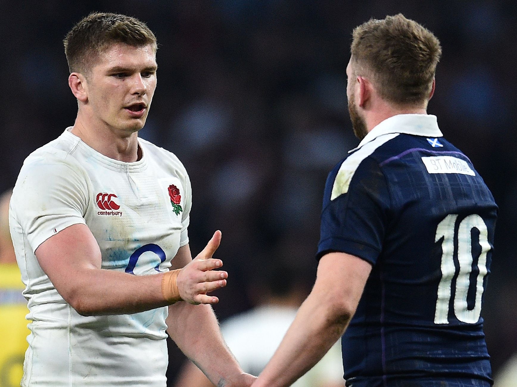 England’s Owen Farrell (left) and Scotland’s Finn Russell will be deployed at fly-half