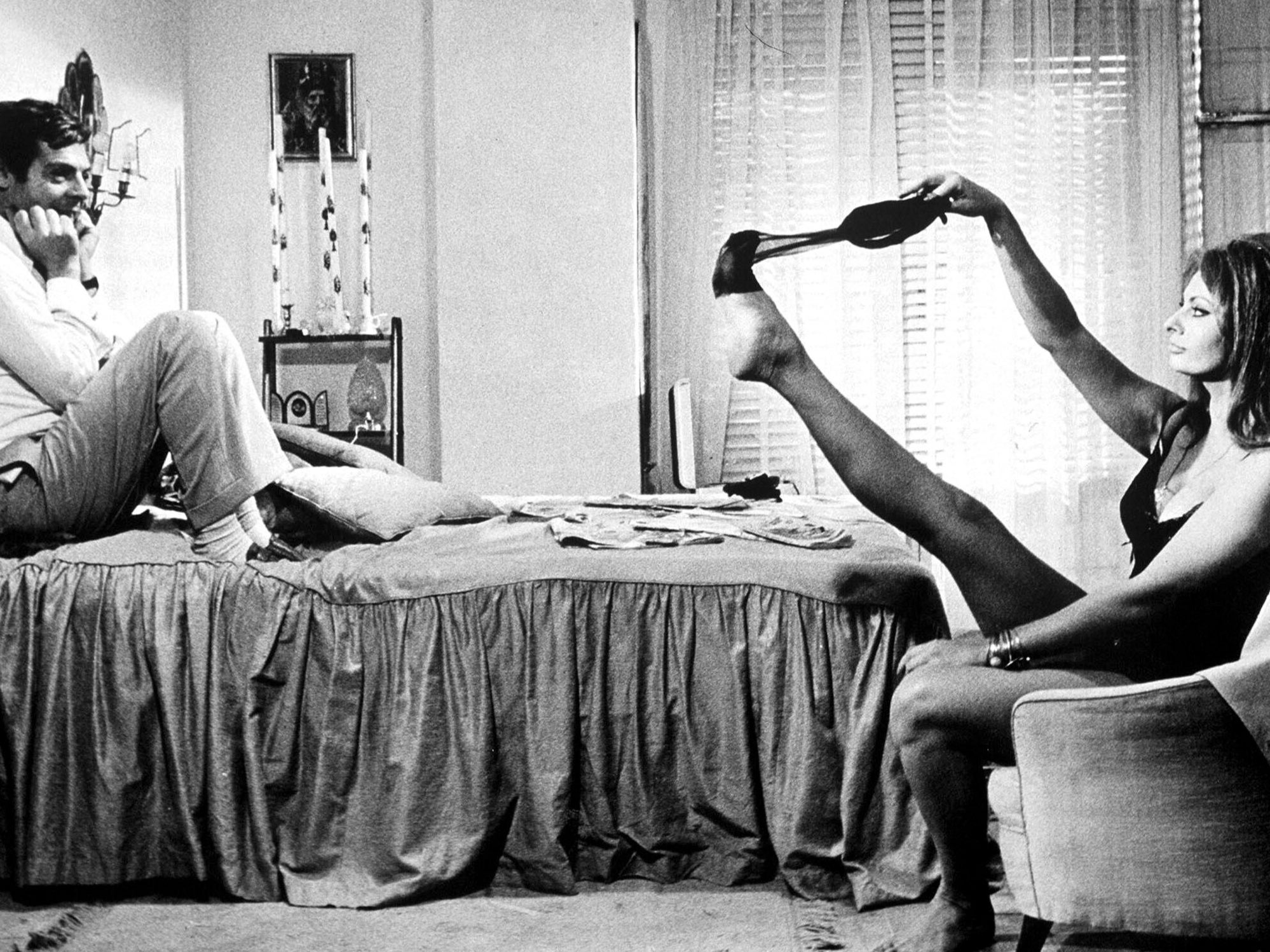 Loren performs the most joyous striptease committed to celluloid as ‘Mara in Yesterday, Today and Tomorrow’ (1963)