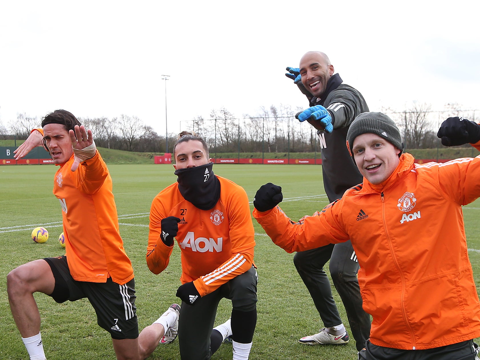 Manchester United players in training