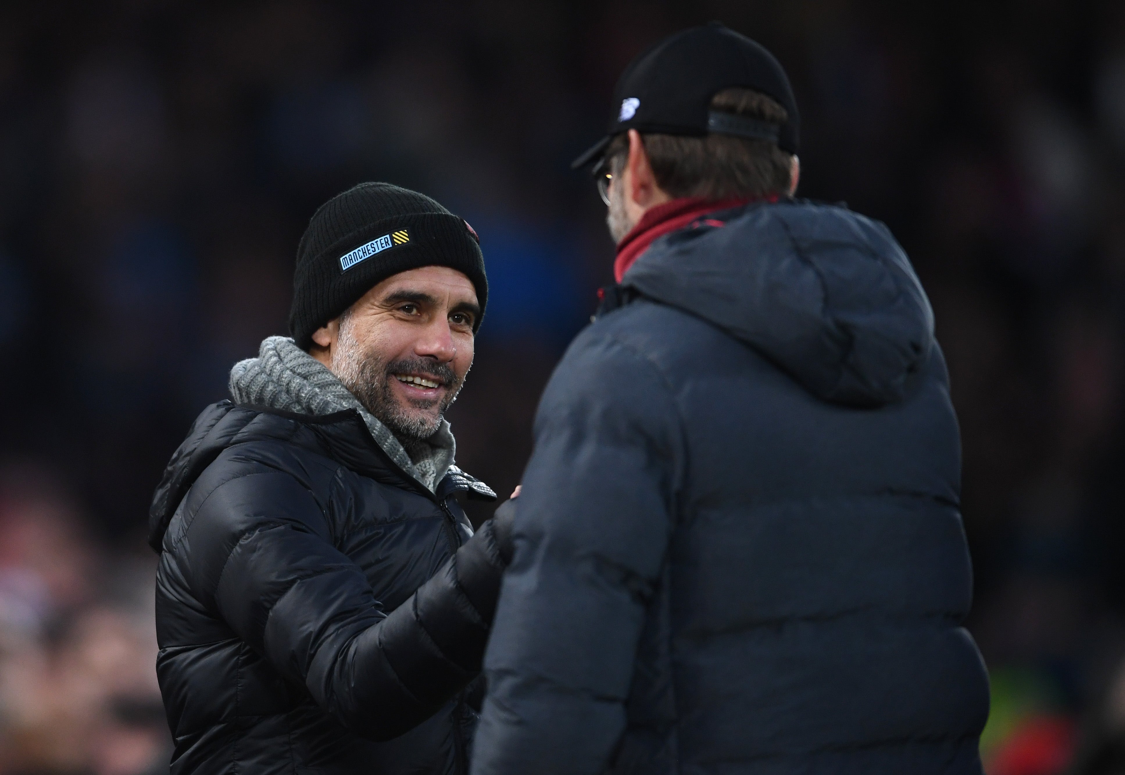 Guardiola and Klopp at Anfield in November 2019