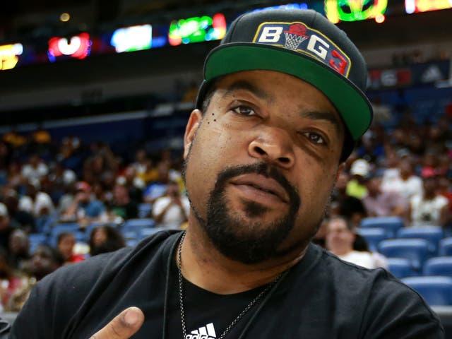 Ice Cube sits on the sidelines during the Big3 playoffs on 25 August 2019 in New Orleans, Louisiana