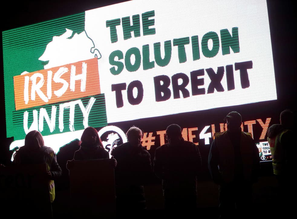 Anti-Brexit protesters at the Carrickcarnon border crossing in October 2019