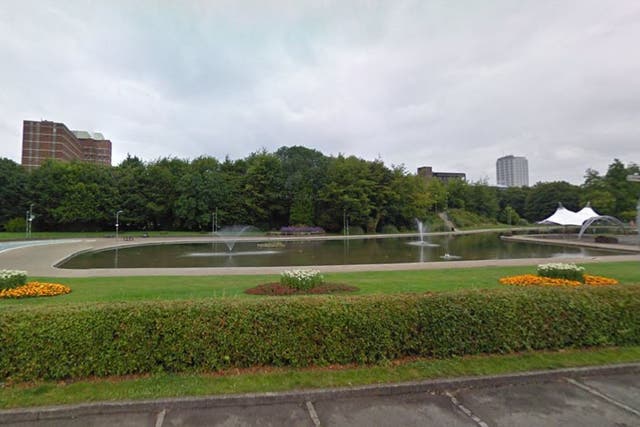 <p>Google street view image of Eastrop Park in Basingstoke, Hampshire, where a man attempted to abduct a two-year-old girl from a pushchair nearby</p>