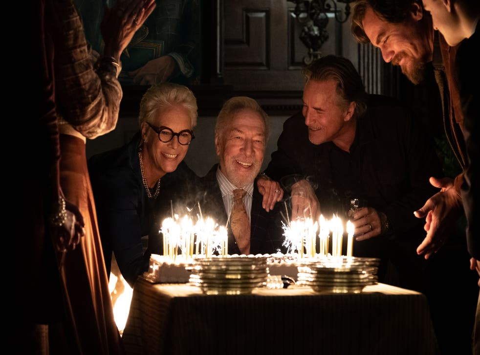 Christopher Plummer with Jamie Lee Curtis, Don Johnson, and Michael Shannon in Knives Out