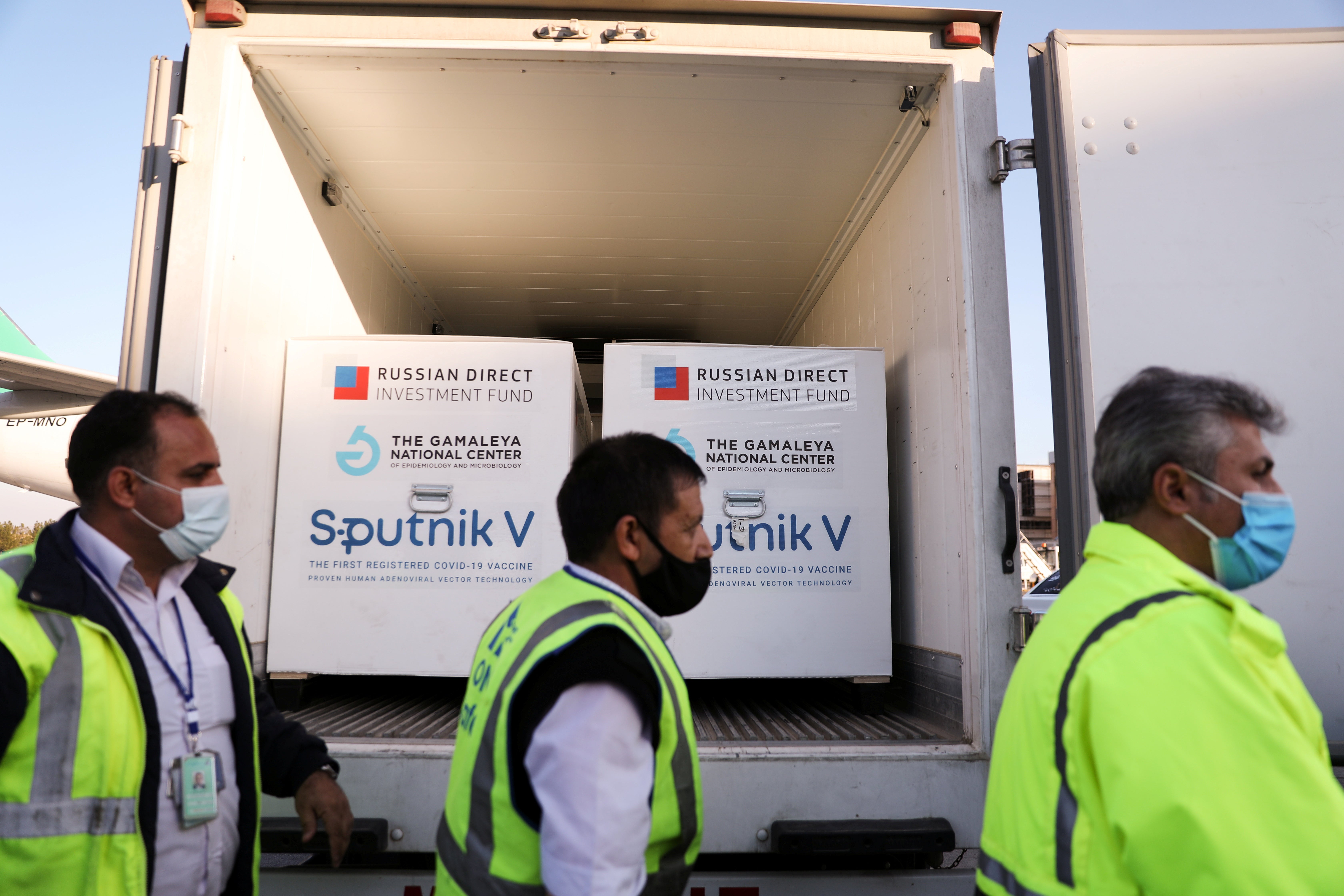 The first shipment of Russia’s Sputnik V vaccine arrives in Tehran, Iran, on 4 February