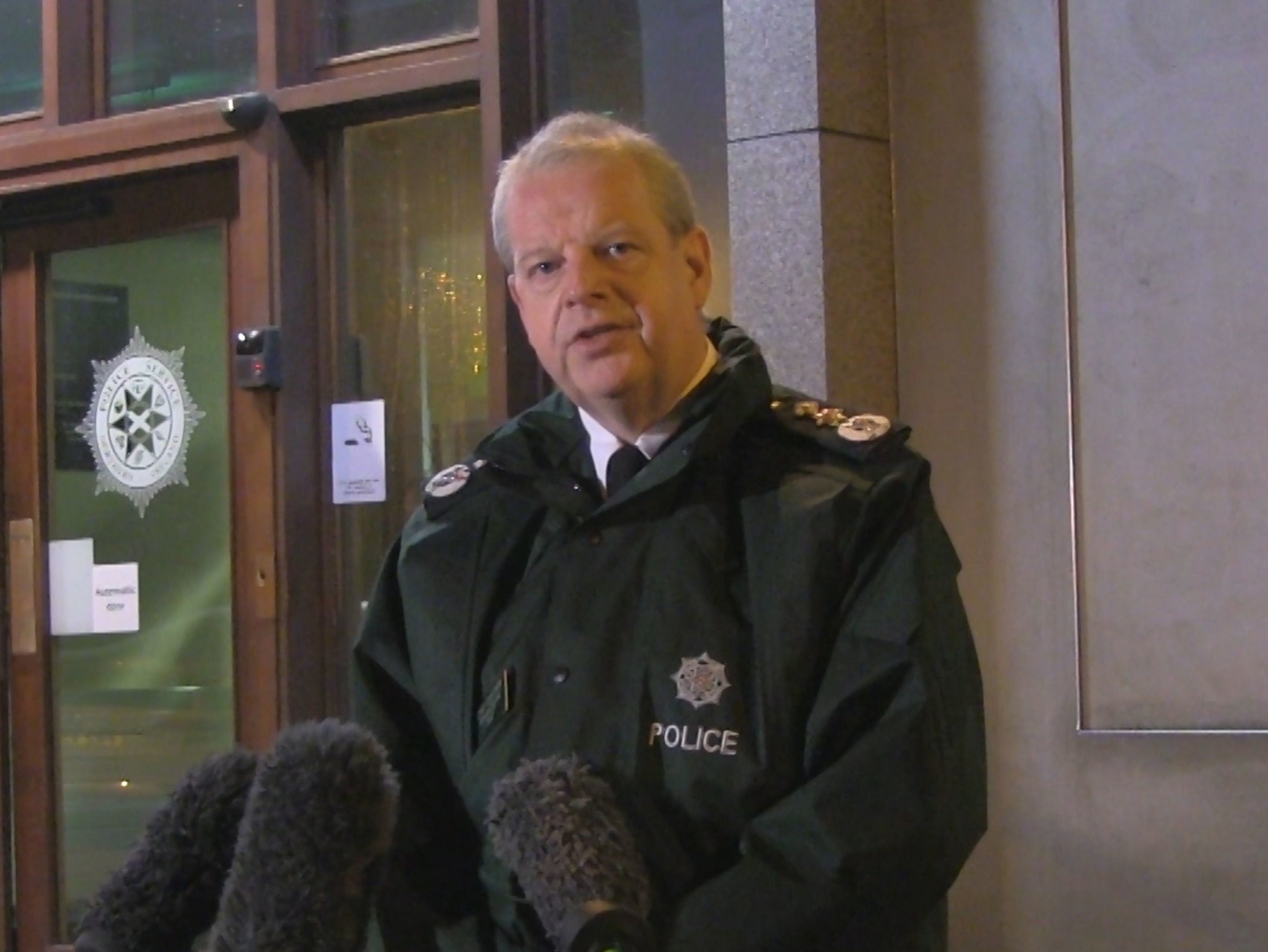 PSNI chief constable Simon Byrne apologises for the incident at a memorial event in Belfast