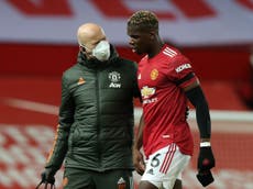 Paul Pogba injury: Manchester United midfielder thigh problem to be assessed after Everton draw
