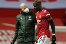 Paul Pogba injury: Manchester United midfielder thigh problem to be assessed after Everton draw