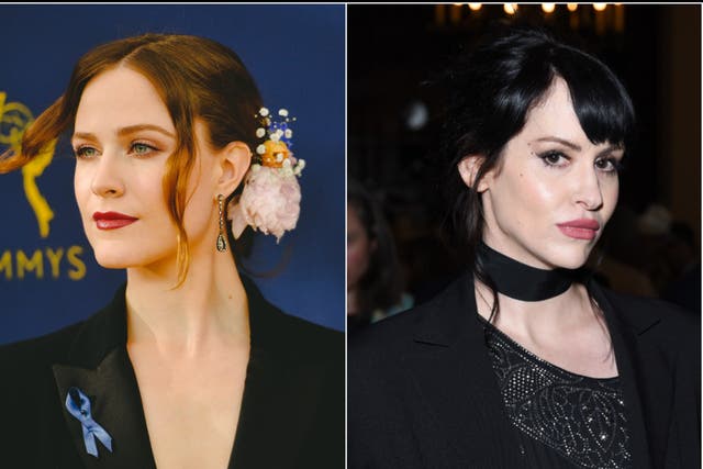 Evan Rachel Wood (left) has accused Marilyn Manson’s wife, photographer Lindsay Usich, of threatening to leak photos of her when she was underage
