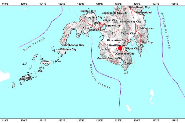 A map provided by the Phivolcs service showing the location of the quake