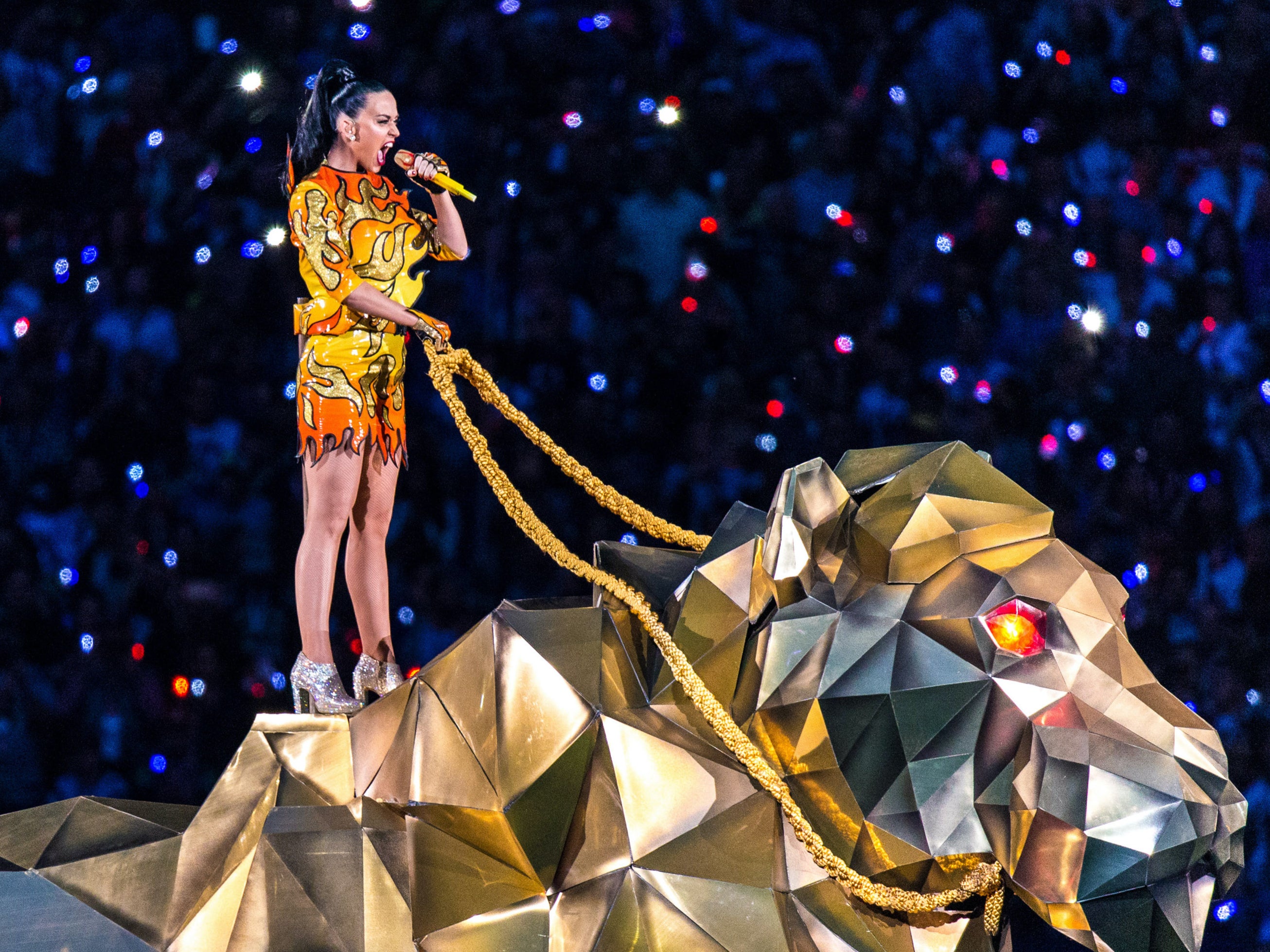 Katy Perry performing at the 2015 Super Bowl