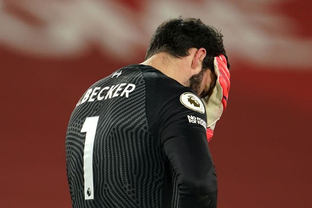 Goalkeeper Alisson turned in his worst performance in a Liverpool shirt