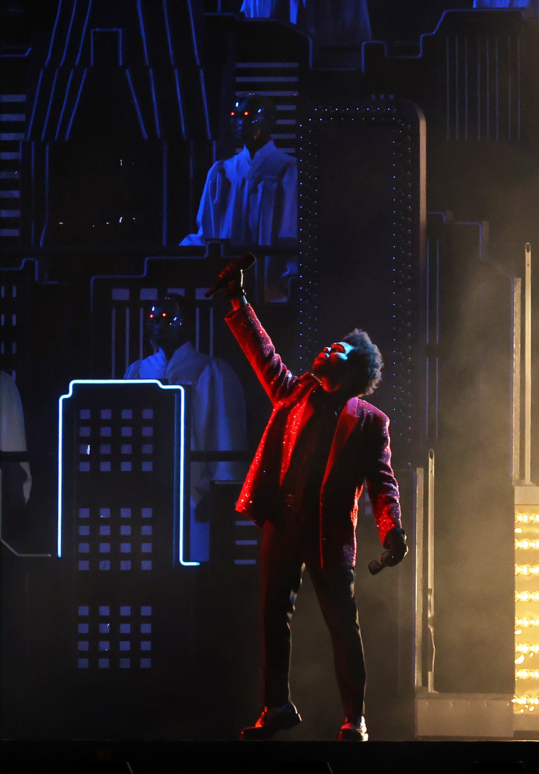 The Weeknd performs during the Pepsi Super Bowl LV Halftime Show