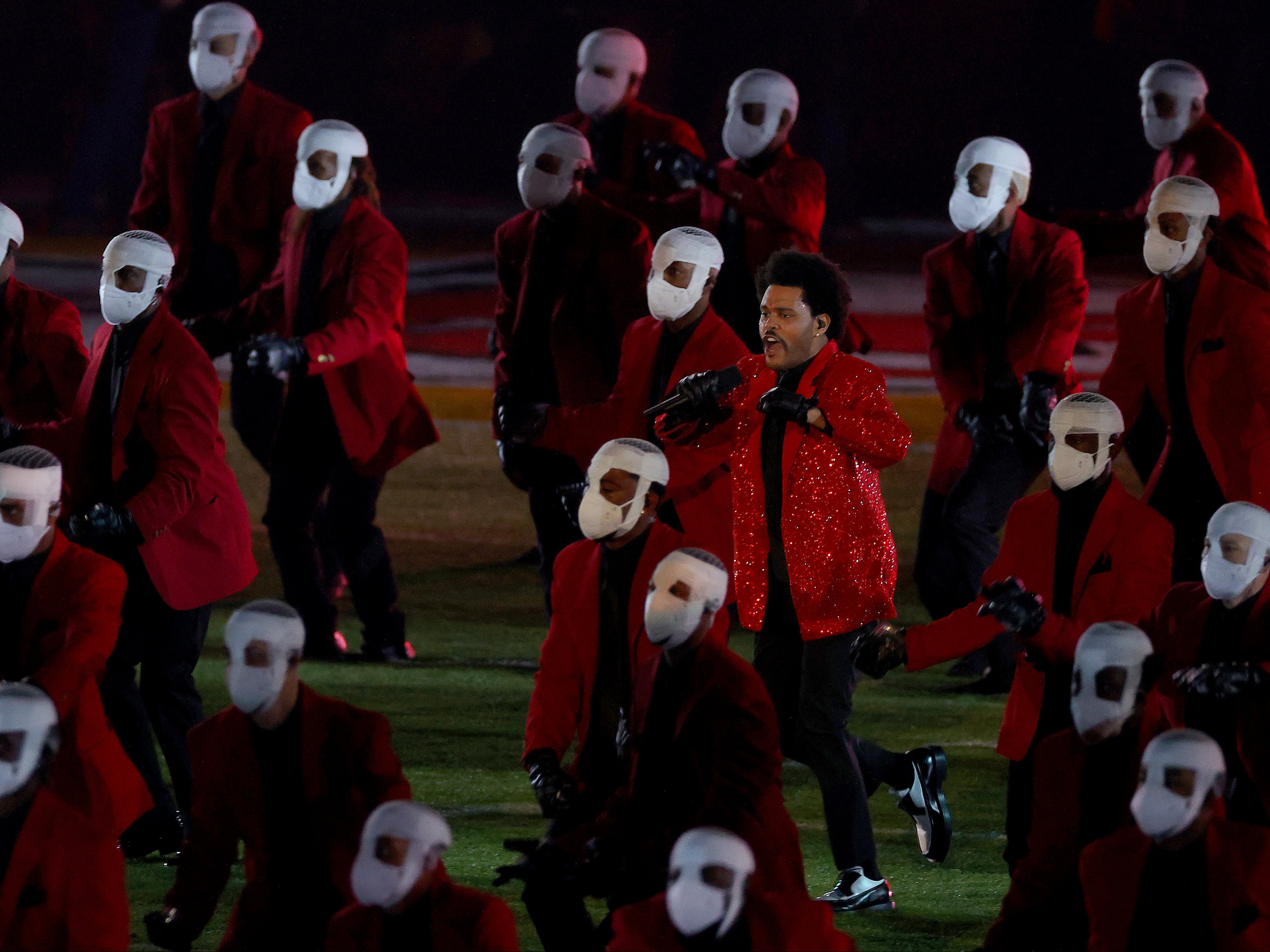 The Weeknd performs during the Pepsi Super Bowl LV Halftime Show