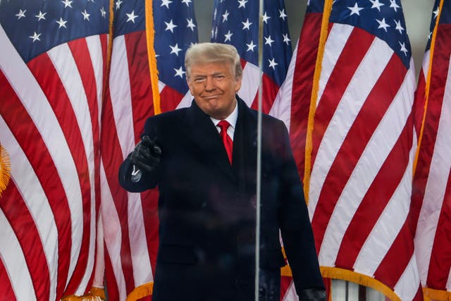<p>Donald Trump arrives at the “Stop The Steal” Rally on 6 January 2021 in Washington, DC</p>