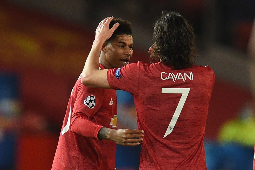 Manchester United forwards Edinson Cavani and Marcus Rashford