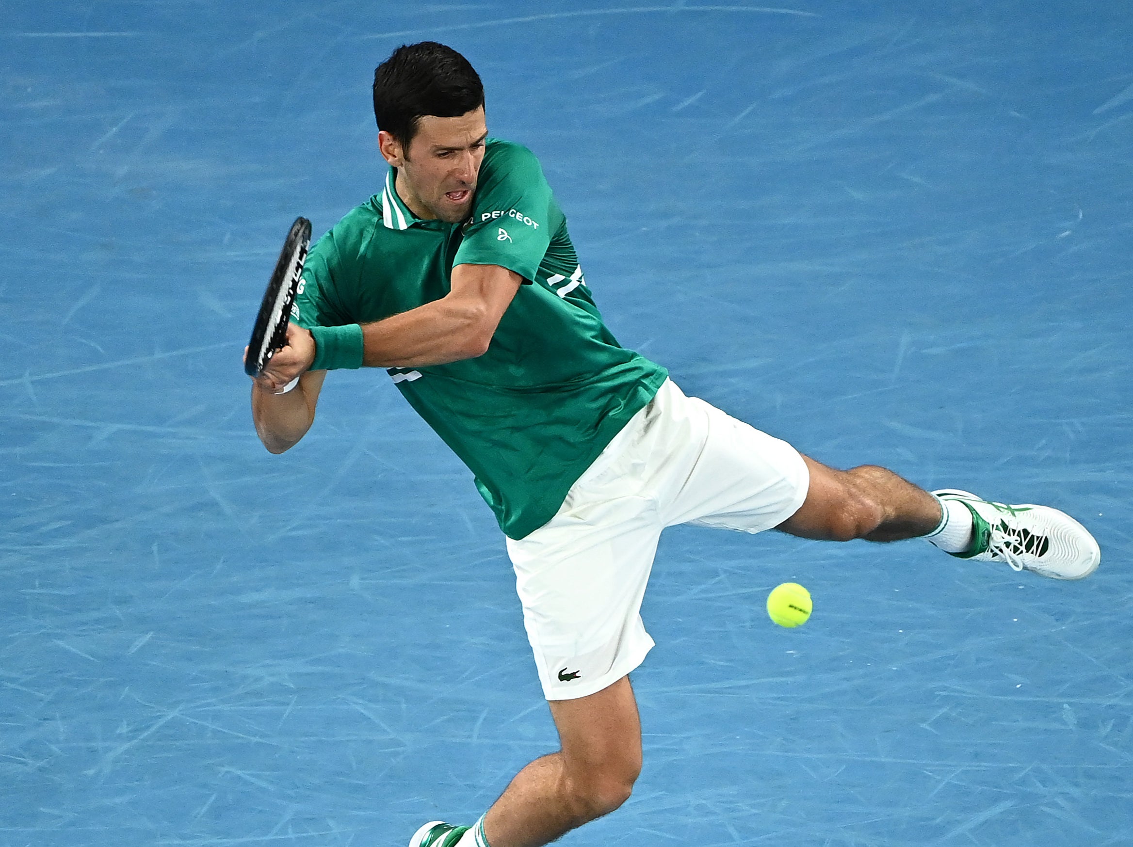 Novak Djokovic in action in the first round of the Australian Open