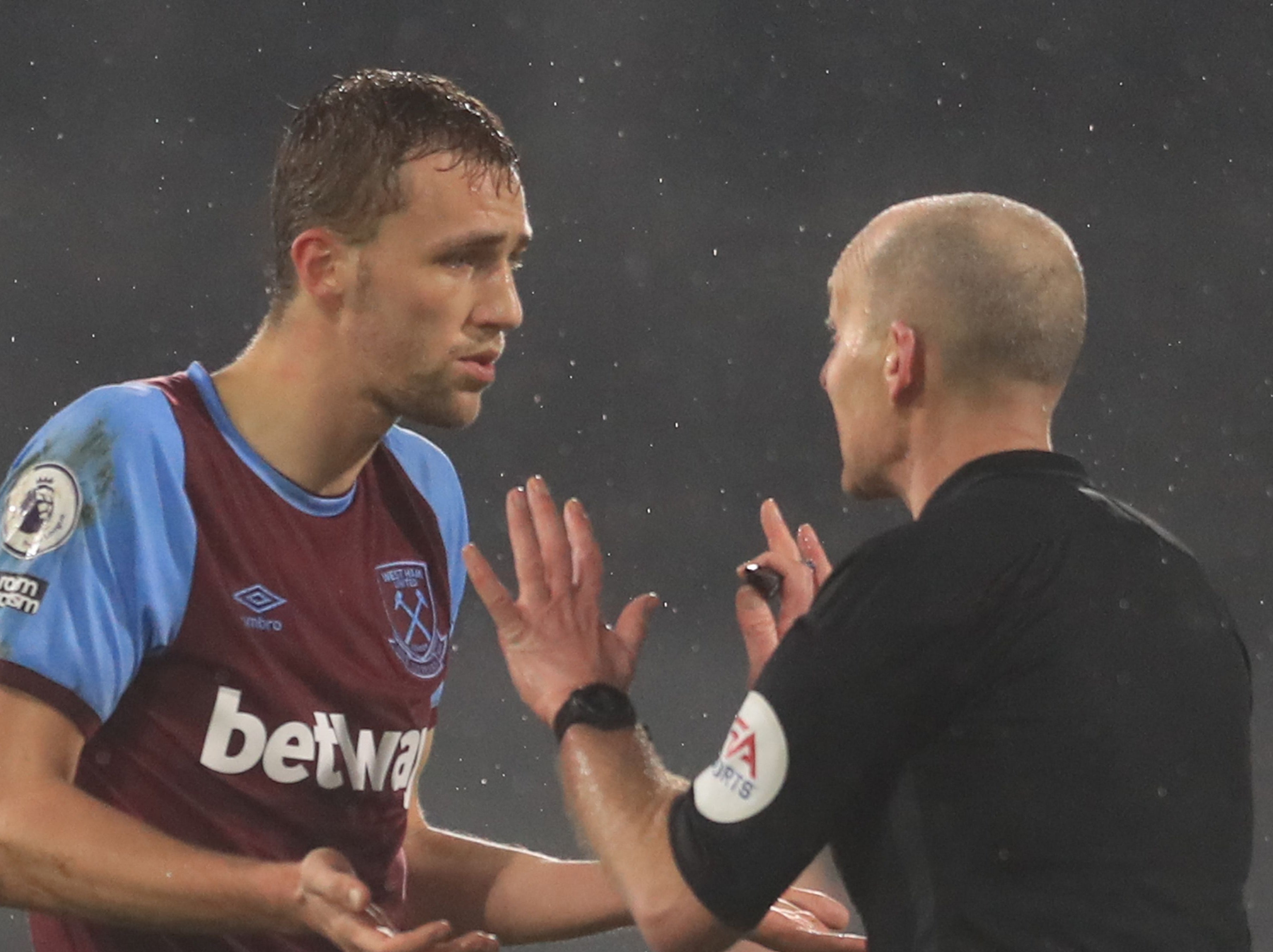 Referee Mike Dean’s decision to send off West Ham’s Tomas Soucek was overturned on Monday