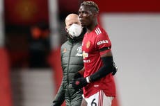 Paul Pogba injury: Manchester United midfielder will not play again in February after thigh injury