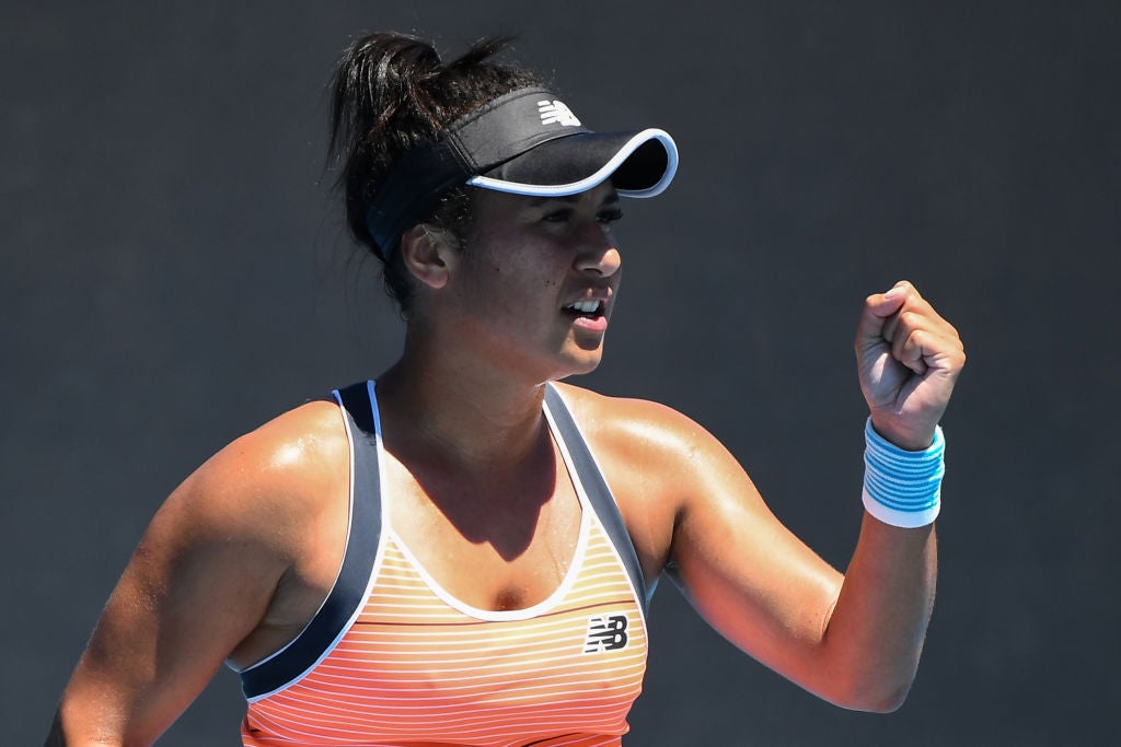 Heather Watson reacts after a point