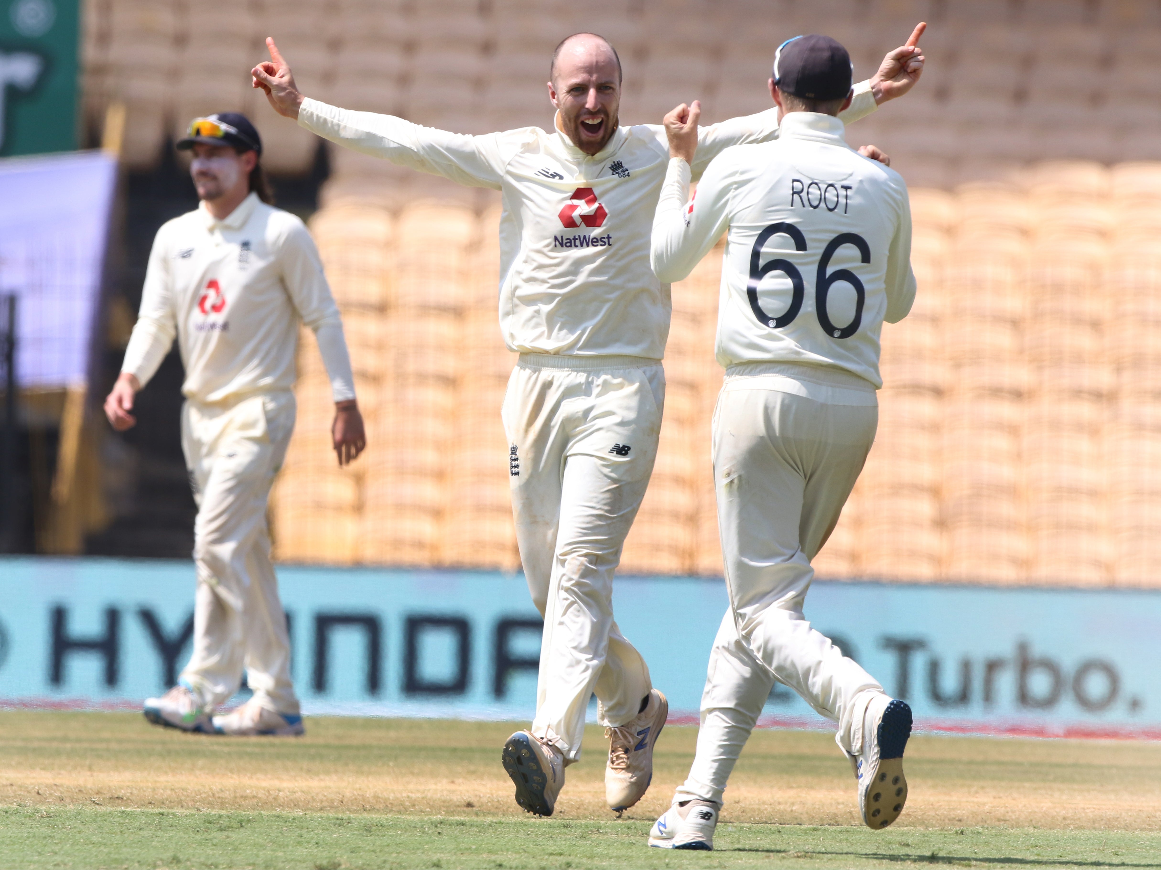 Jack Leach celebrates