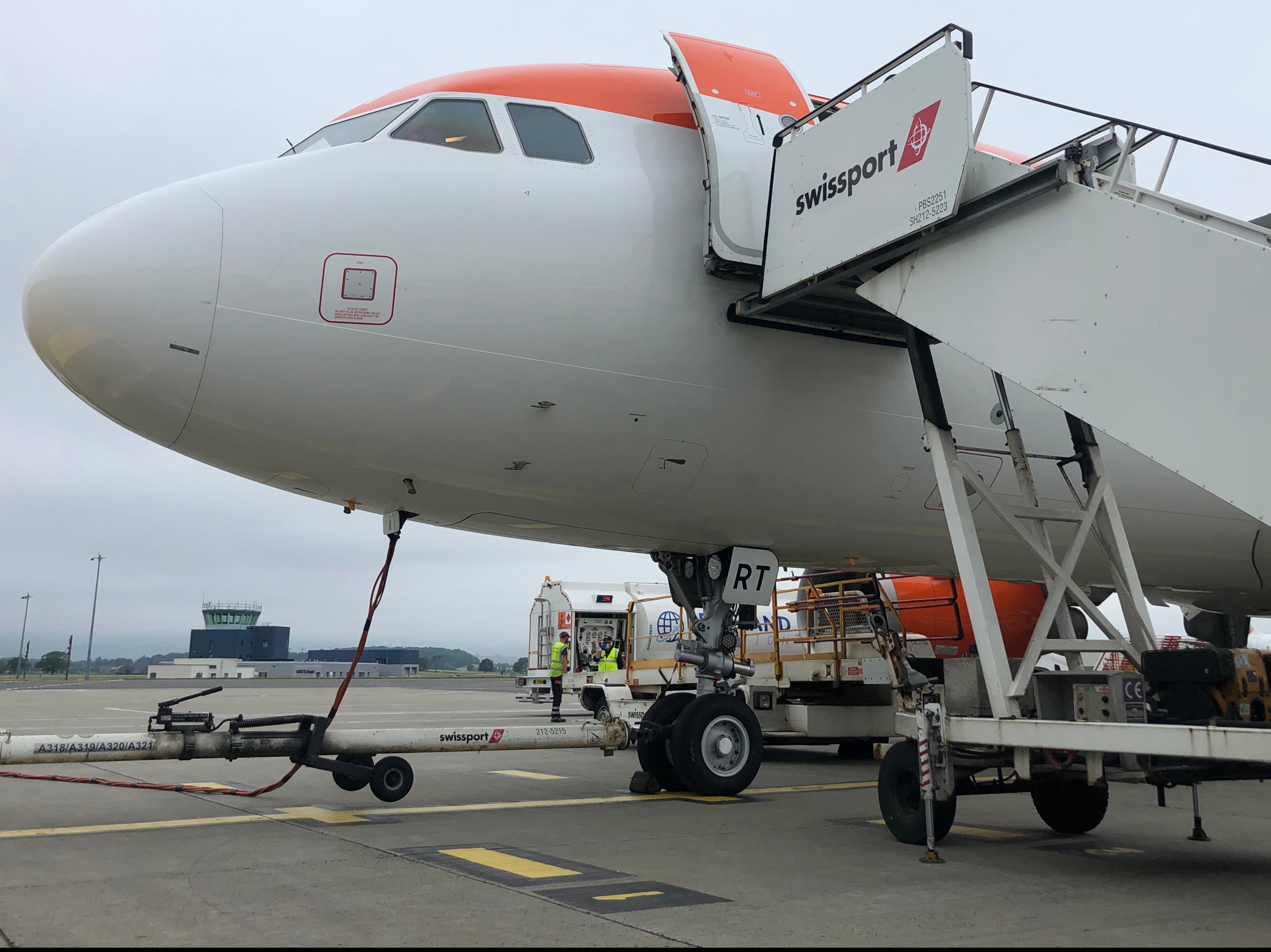 Going nowhere: easyJet plane at Glasgow airport