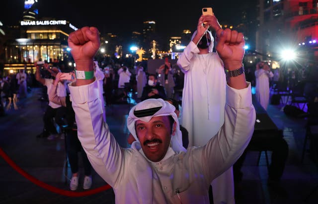 <p>Emiratis celebrate after the ‘Hope’ probe enters Mars orbit </p>